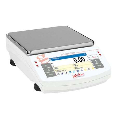 Globe Scientific Balance, Precision, Touchscreen, 4500g x 0.01g, Internal Calibration, 100-240V, 50-60Hz GBT-4502C